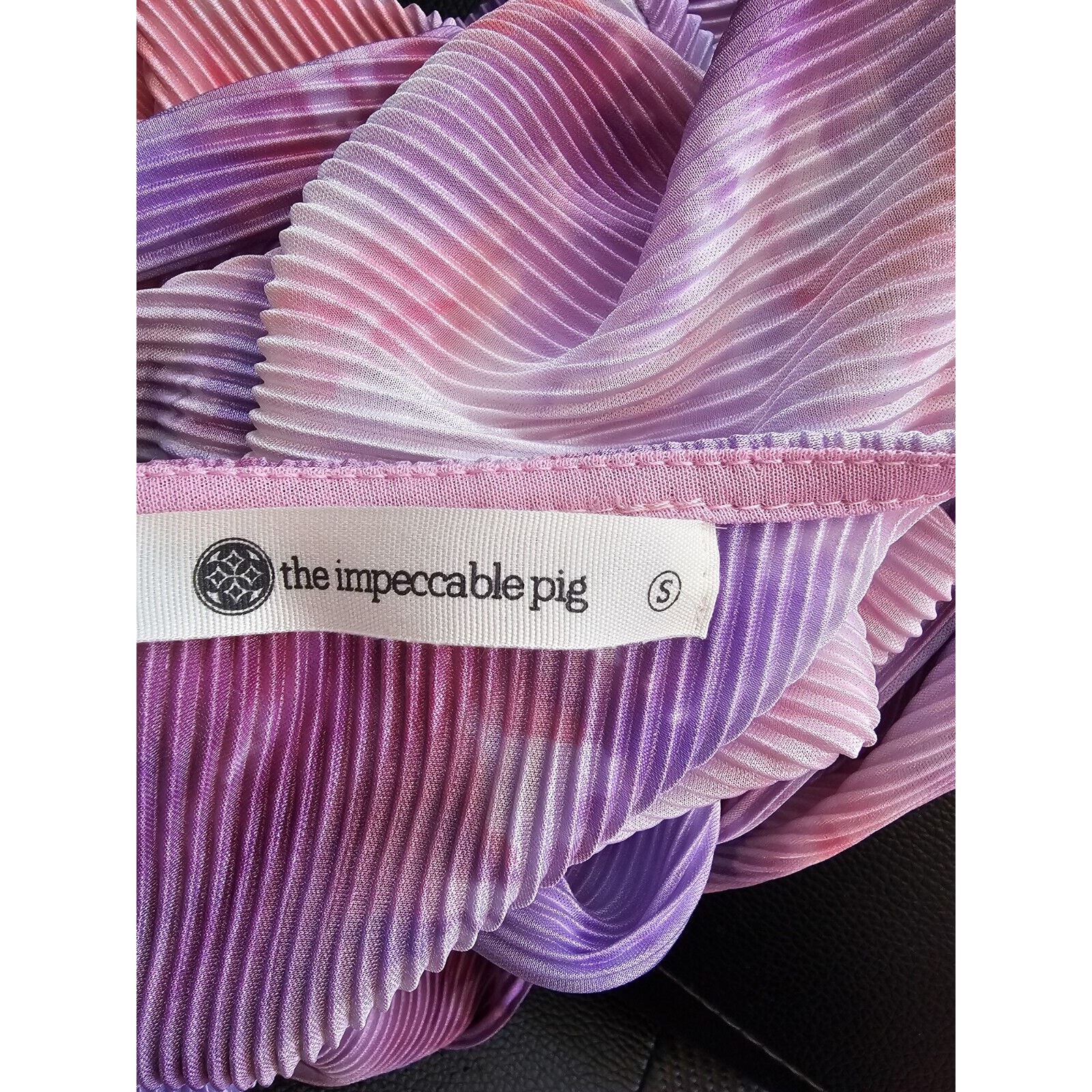 Nwt The Impeccable Pig Tie Dye Pink Purple Pleated V Neck Romper Ladies Small — image 2 of 3